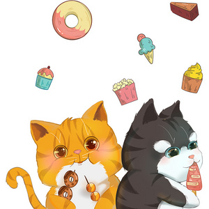 Cartoon Cute Cat Dessert Children Room Nursery Room Background Wall Decoration Wall Decal