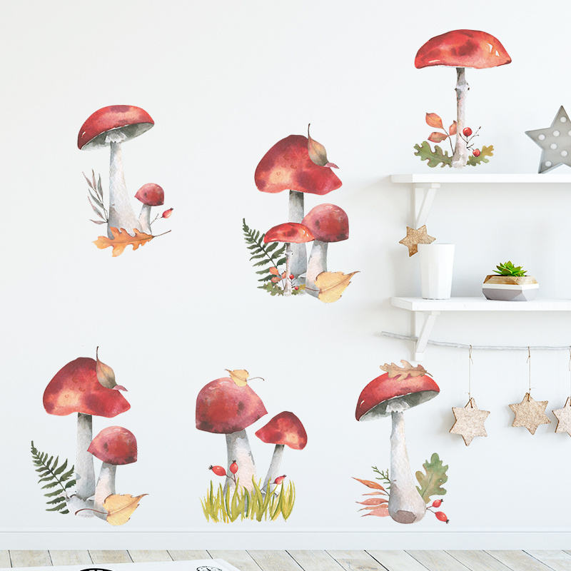 Cartoon Red Mushroom Bedroom Entrance Children's Room Decoration Home Wall Sticker Self adhesive Wholesale Decoration Painting C