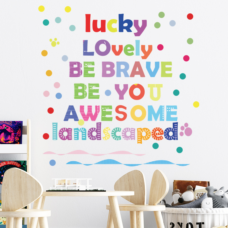 Cute Children's Inspirational Colorful English Dots Bedroom living room children's room wall background wall stickers