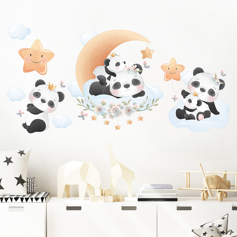 Moon Cloud Star Wall Sticker DIY Children's Room Baby's room Kindergarten nursery Decoration Lovely Balloon Panda Stickers