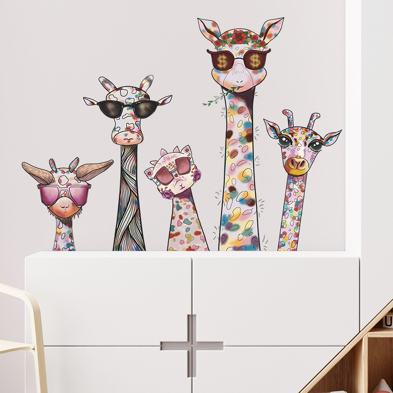 Cartoon Creative Spotted Giraffe Bedroom Kindergarten Background Wall Decoration Wall Decal