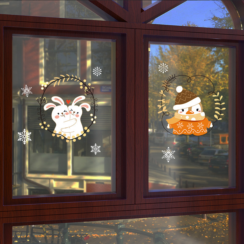 Large and warm Christmas stickers for small animals, electrostatic adsorption, detachable and reusable wall stickers