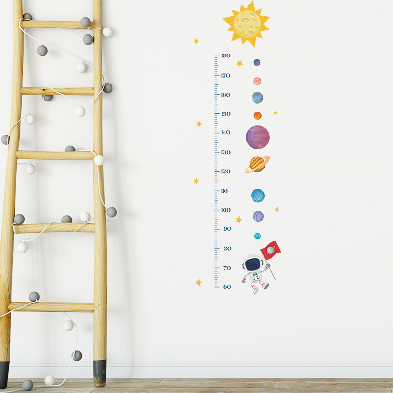 Astronaut Adventure Wall Decoration Height measurement wall sticker growth chart Removable Kids Room Cartoon Height Wall Sticker