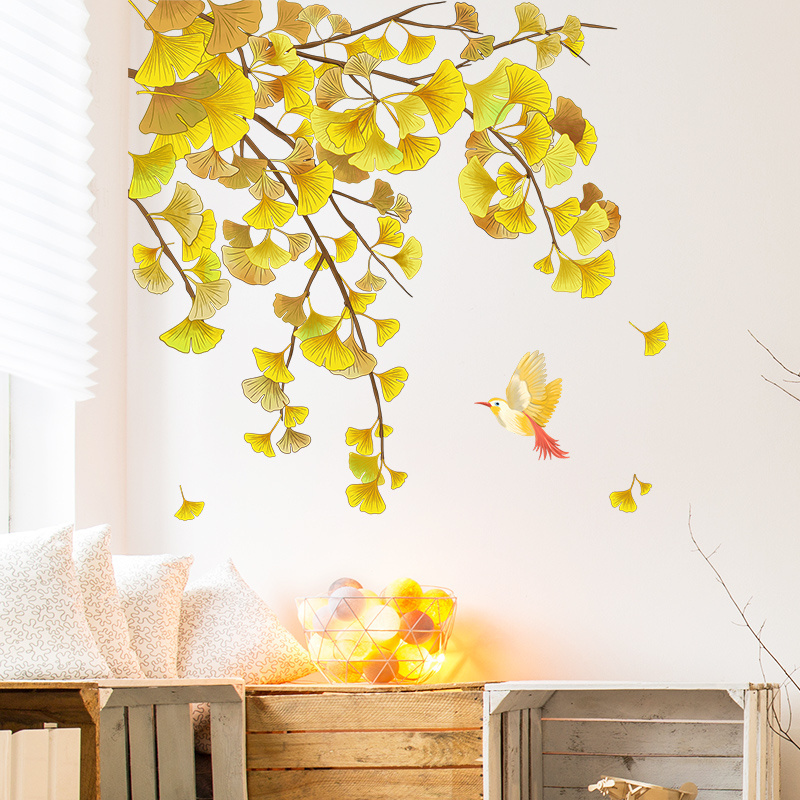 Wall Decals for Decorating the Background Wall of Ginkgo Leaf Living Room and Bedroom