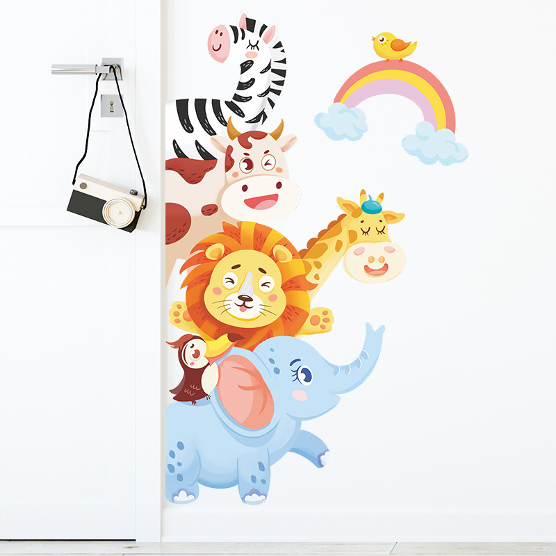 Cartoon Animal Rainbow Bedroom living room children's room wall background beautification wall stickers