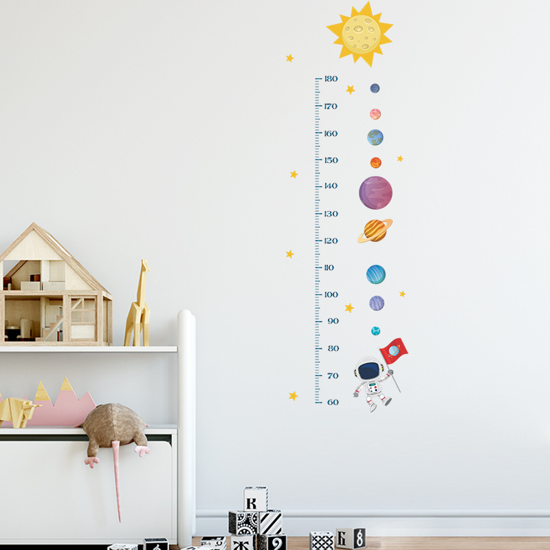 Astronaut Adventure Wall Decoration Height measurement wall sticker growth chart Removable Kids Room Cartoon Height Wall Sticker