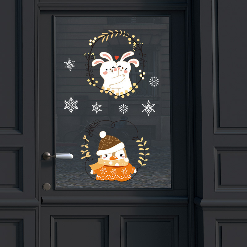 Large and warm Christmas stickers for small animals, electrostatic adsorption, detachable and reusable wall stickers