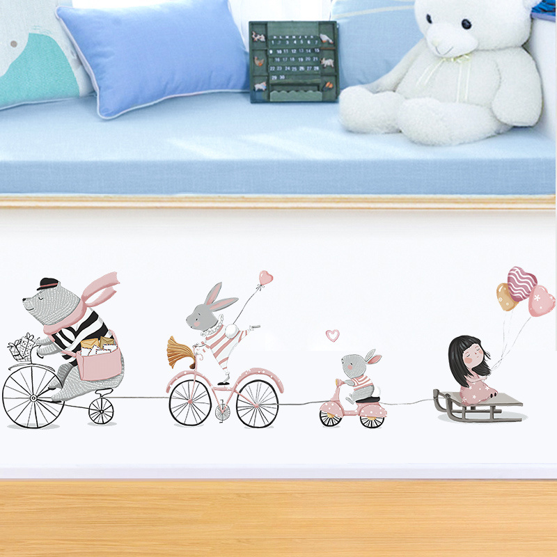 Animal cycling Wall Stickers for Children's Room Nursery Bedroom Home decoration Cartoon Animals Wall Decal