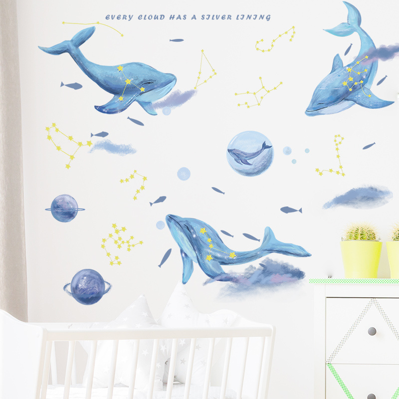 Cartoon Dolphin Planet Bedroom Living Room Decoration Wall Decal Vinyl stickers Factory supplier