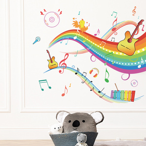 Cartoon Rainbow Music Bridge Living room bedroom children's room music classroom wall decoration wall stickers