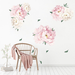 blooming flowers colorful green leaves self-adhesive wall stickers home decoration simple Nordic style girl's room decoration