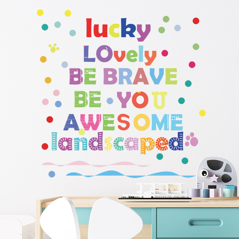 Cute Children's Inspirational Colorful English Dots Bedroom living room children's room wall background wall stickers