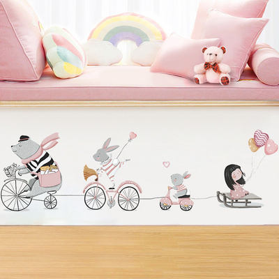 Animal cycling Wall Stickers for Children's Room Nursery Bedroom Home decoration Cartoon Animals Wall Decal