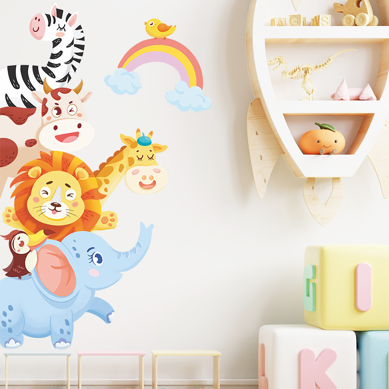 Cartoon Animal Rainbow Bedroom living room children's room wall background beautification wall stickers