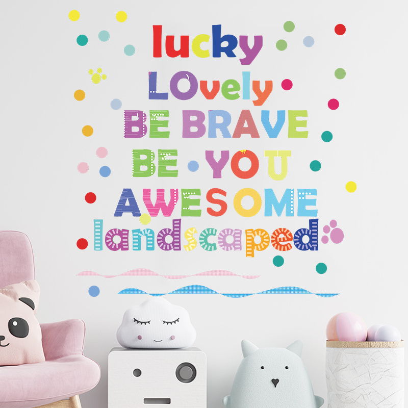 Cute Children's Inspirational Colorful English Dots Bedroom living room children's room wall background wall stickers