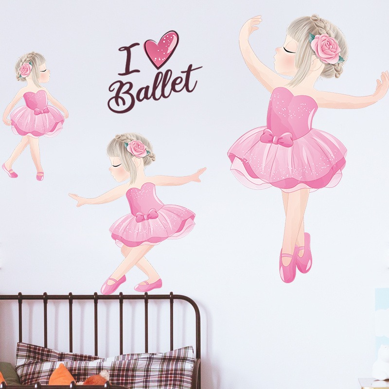 A little girl dancing ballet Wall sticker Baby's Room Kindergarten Nursery Home decor Girl's Room wall decoration