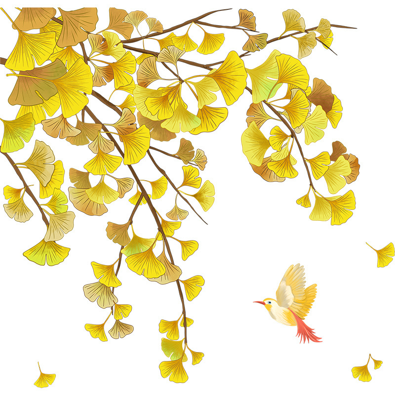 Wall Decals for Decorating the Background Wall of Ginkgo Leaf Living Room and Bedroom