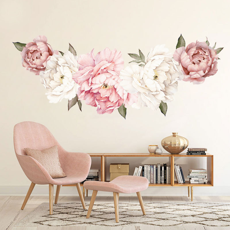 Creative Peony Series Flower Wall Stickers Flowers Sofa Bedside Wall Paper Home Decor