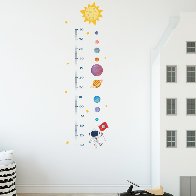 Astronaut Adventure Wall Decoration Height measurement wall sticker growth chart Removable Kids Room Cartoon Height Wall Sticker