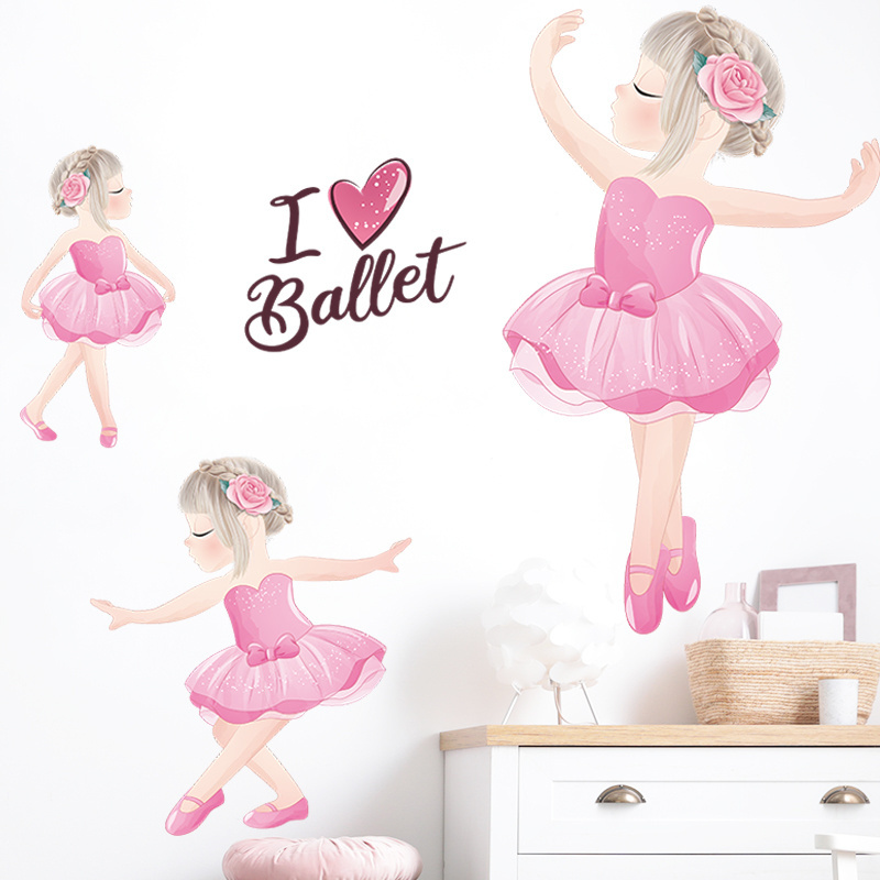 A little girl dancing ballet Wall sticker Baby's Room Kindergarten Nursery Home decor Girl's Room wall decoration