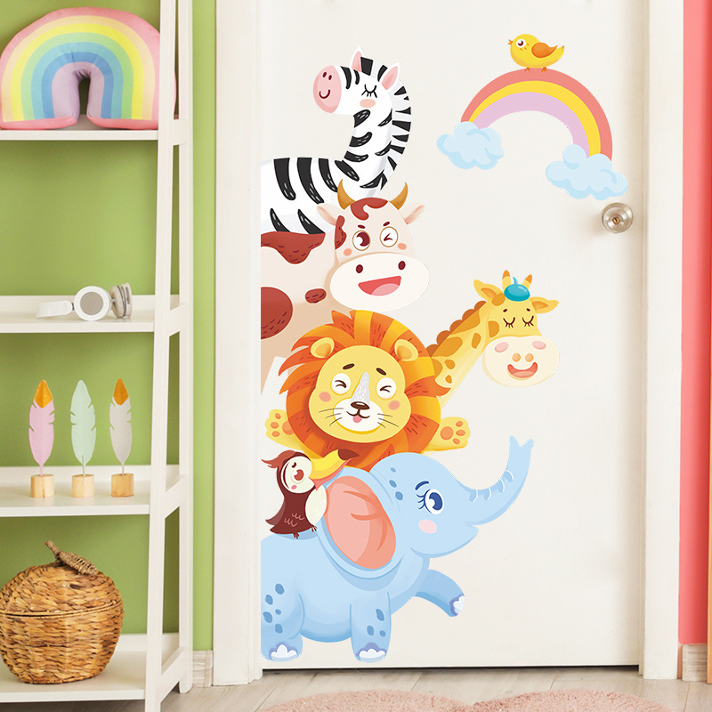 Cartoon Animal Rainbow Bedroom living room children's room wall background beautification wall stickers