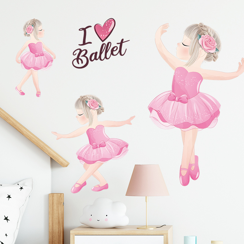 A little girl dancing ballet Wall sticker Baby's Room Kindergarten Nursery Home decor Girl's Room wall decoration