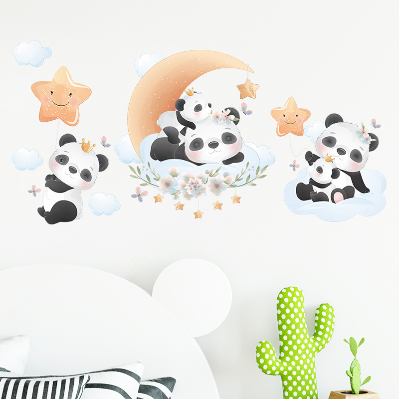 Moon Cloud Star Wall Sticker DIY Children's Room Baby's room Kindergarten nursery Decoration Lovely Balloon Panda Stickers