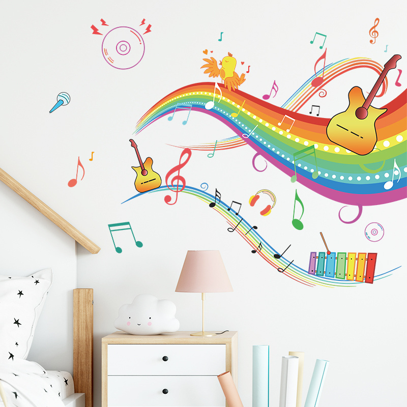 Cartoon Rainbow Music Bridge Living room bedroom children's room music classroom wall decoration wall stickers