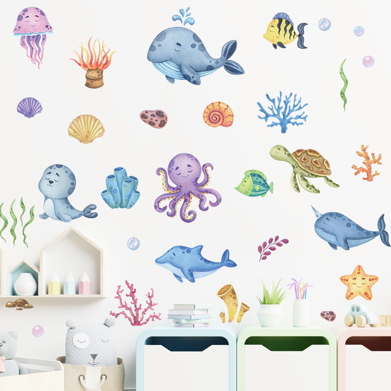 Underwater World Wall Decal Marine animal wall sticker Baby's Room Cartoon decal Kindergarten Nursery Home decor