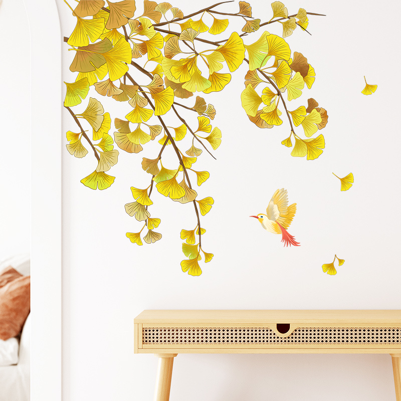 Wall Decals for Decorating the Background Wall of Ginkgo Leaf Living Room and Bedroom