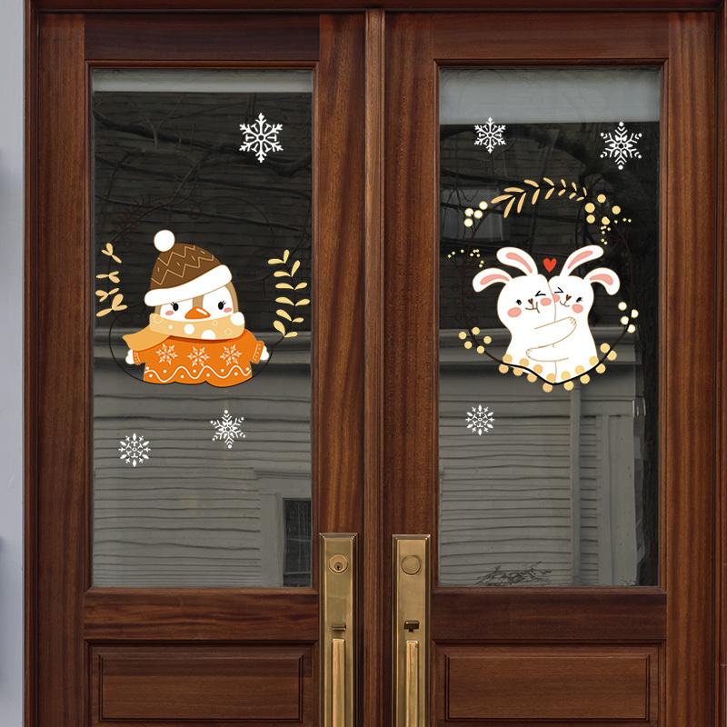 Large and warm Christmas stickers for small animals, electrostatic adsorption, detachable and reusable wall stickers