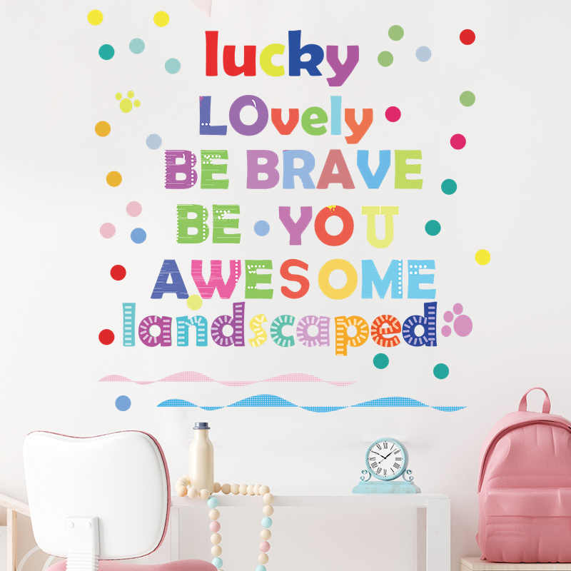 Cute Children's Inspirational Colorful English Dots Bedroom living room children's room wall background wall stickers