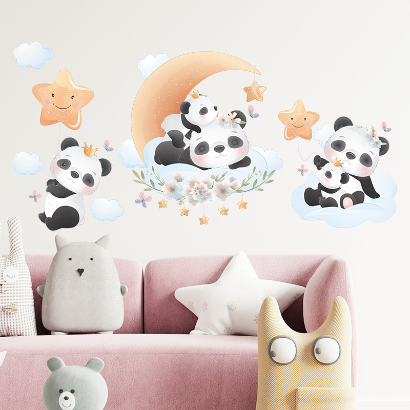 Moon Cloud Star Wall Sticker DIY Children's Room Baby's room Kindergarten nursery Decoration Lovely Balloon Panda Stickers