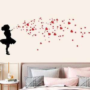 Fanshe  New Foreign Trade Bubble Blowing Love Little Girl Wall Decal Creative Home Decoration Self adhesive Decal