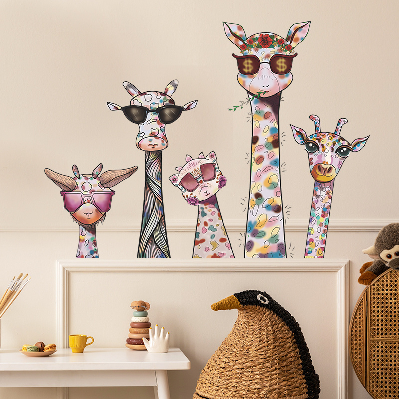 Cartoon Creative Spotted Giraffe Bedroom Kindergarten Background Wall Decoration Wall Decal