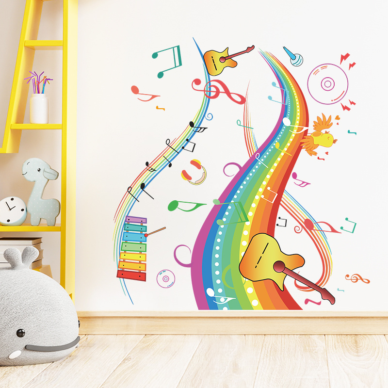 Cartoon Rainbow Music Bridge Living room bedroom children's room music classroom wall decoration wall stickers