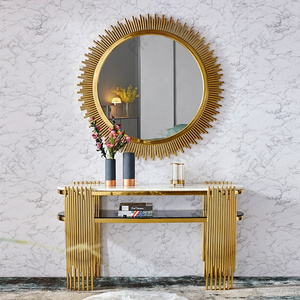 Living room furniture luxury stainless steel glass marble console tables entryway modern gold console table with mirror