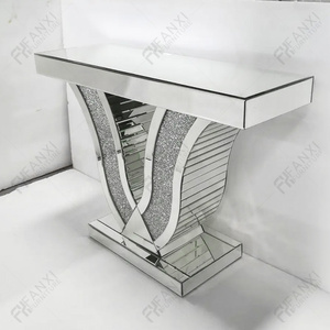 Living room furniture entry table console hot sell competitive mirror console tables with mirror crushed diamond