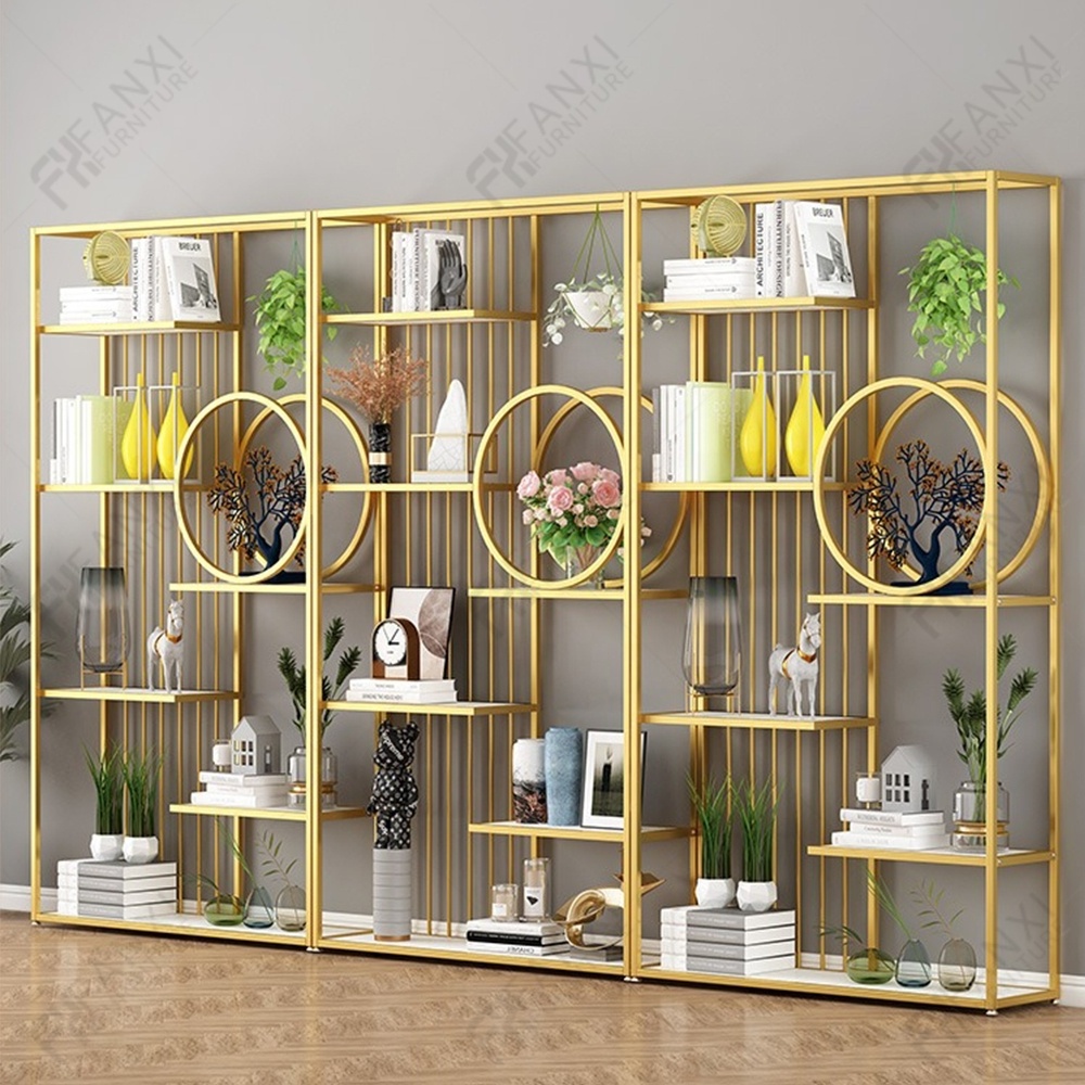 Home office furniture wine cabinet mini library bookshelf bookcase decor wholesale gold corner modern bookshelf