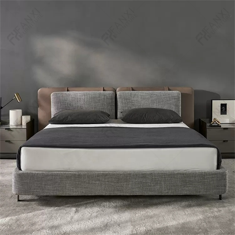 Bedroom furniture queen size wood bed frame high quality modern bed stainless steel velvet leather soft  luxury bed Y-X02