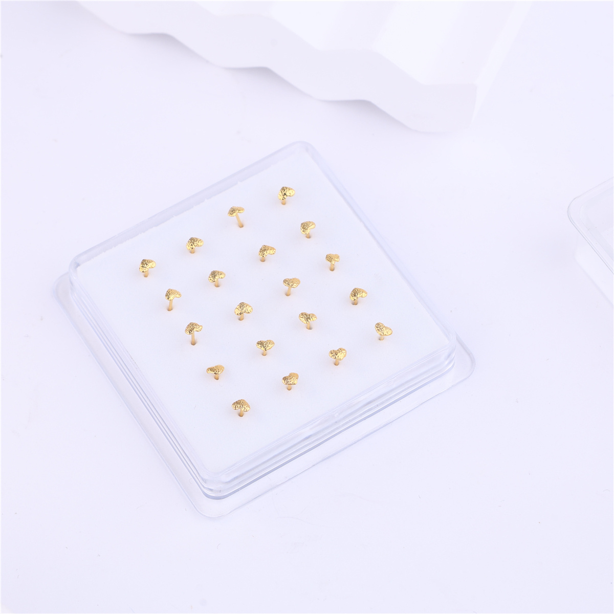 20 Pcs/Box Frosted Hearts Nose Studs Ball End Pin Gold Silver Thin Nose Bone Nostril Fashion Nose Piercing Jewelry Wholesale