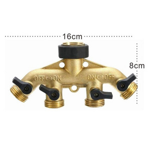 Fast Shipping 34 24 Way Brass Garden Hose Splitter Y-Type Watering Tap Connector Distributor For Outdoor Tap and Faucet