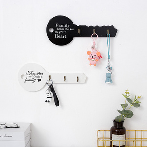 Retro Wood Key Holder Wall Art Key Shape Hook Storage Rack Hanger Decor Room Hanging Gifts Home Entrance Door Wall Organizer