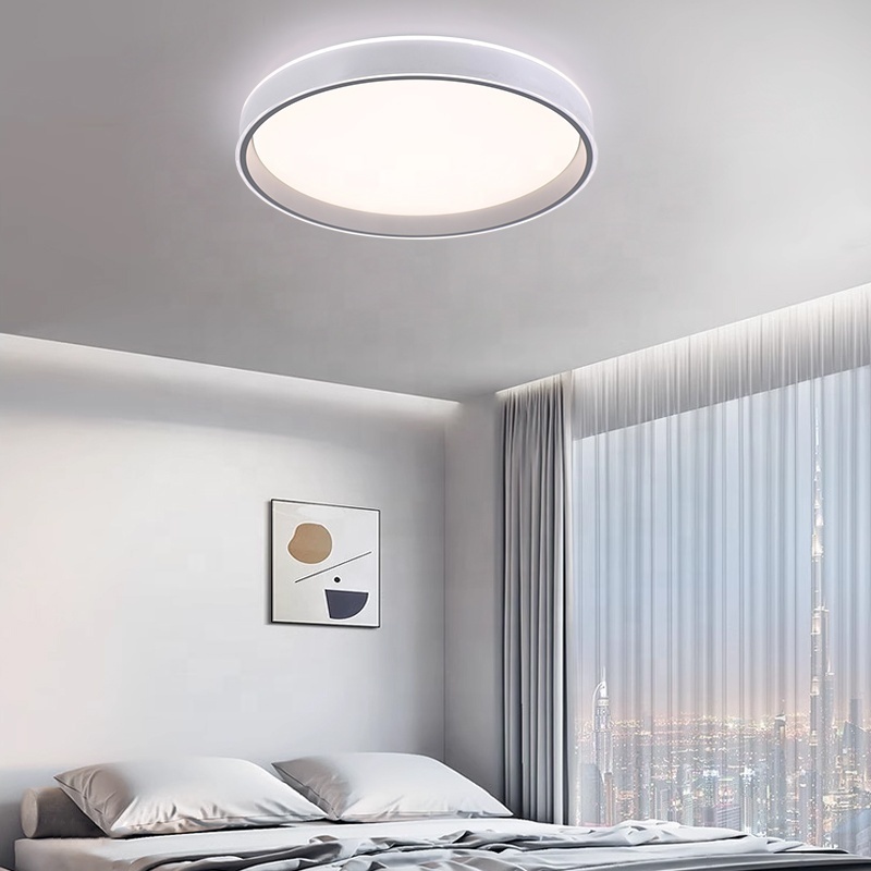 Modern 60W LED Ceiling Lights Bedroom Living Room Round Ceiling Lamps Metal Acrylic Nordic Lamp Surface Mounted Wall Switch 40cm