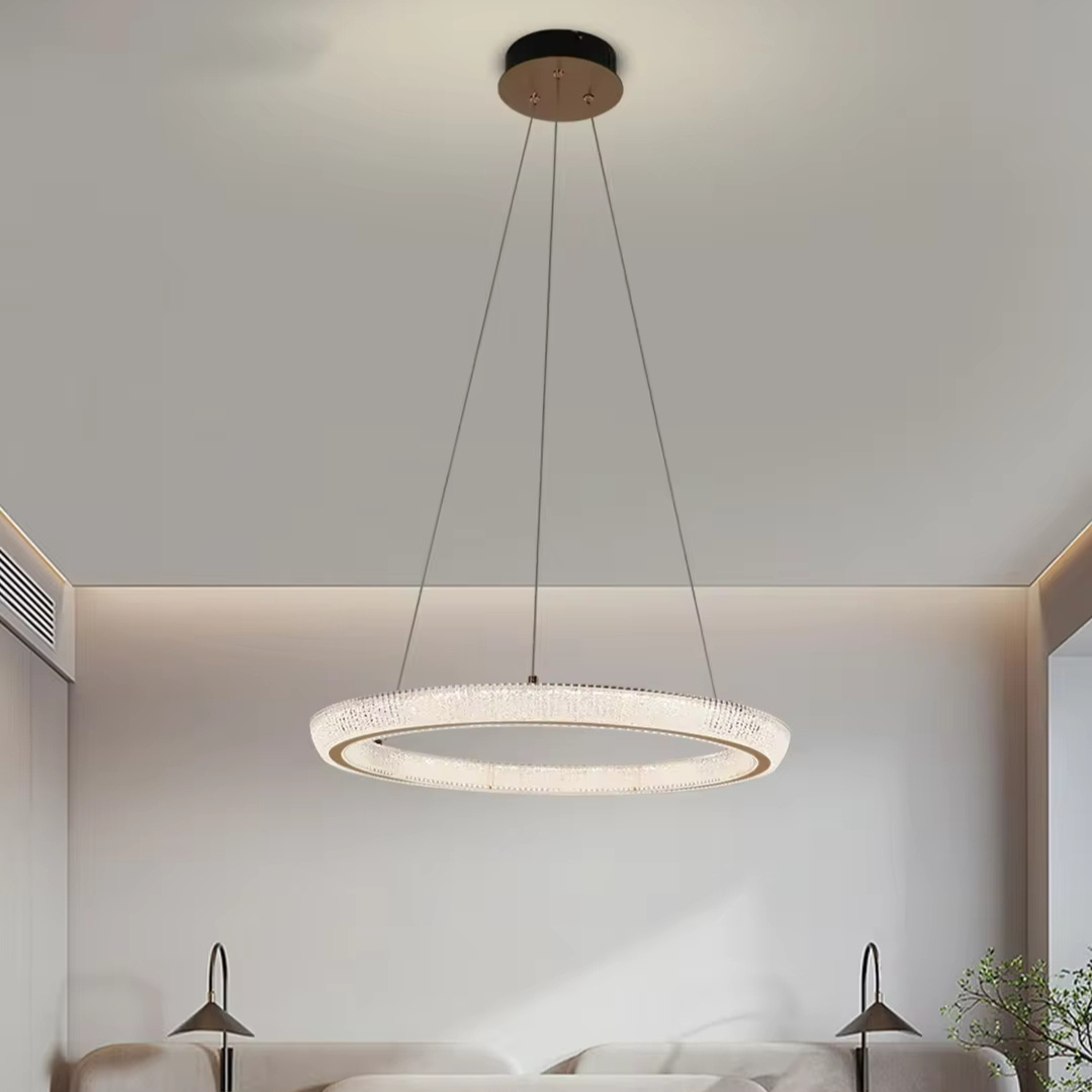 Modern Contemporary Crystal Acrylic Chandelier Round Pendant Light Hanging Luxury 1 Rings Ceiling LED Lamp Energy Saving