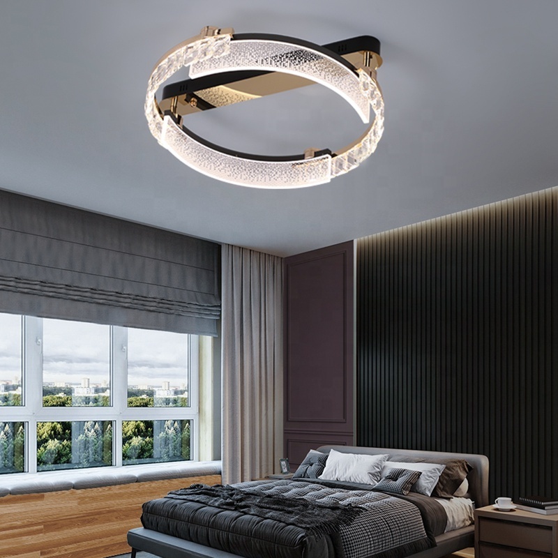 Surface Mounted Minimalist LED Crystal Ceiling Lamp For Living Room Bedroom Restaurant Hall Minimalist