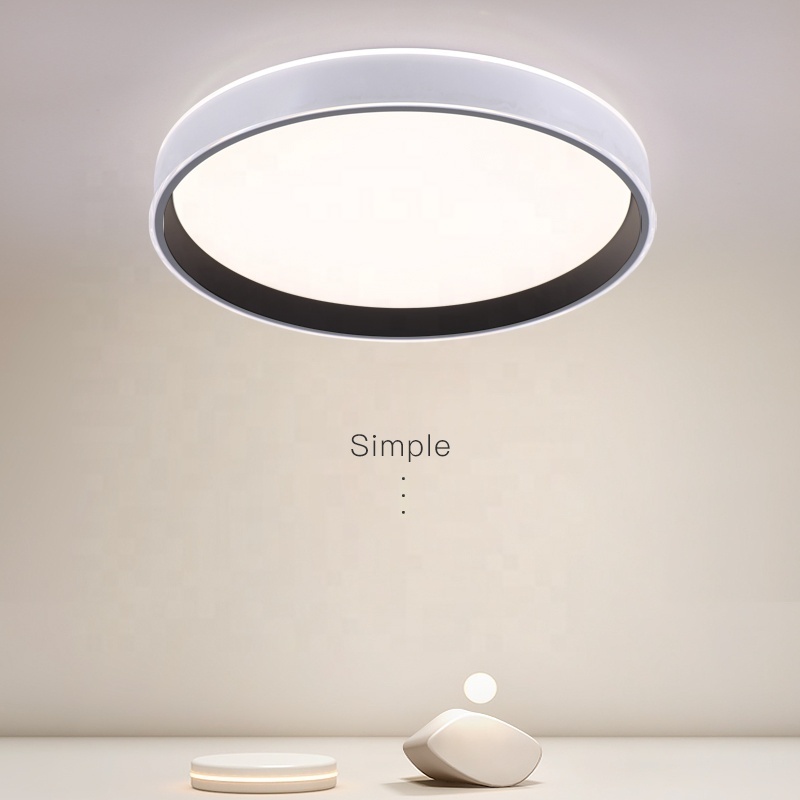 Modern 60W LED Ceiling Lights Bedroom Living Room Round Ceiling Lamps Metal Acrylic Nordic Lamp Surface Mounted Wall Switch 40cm