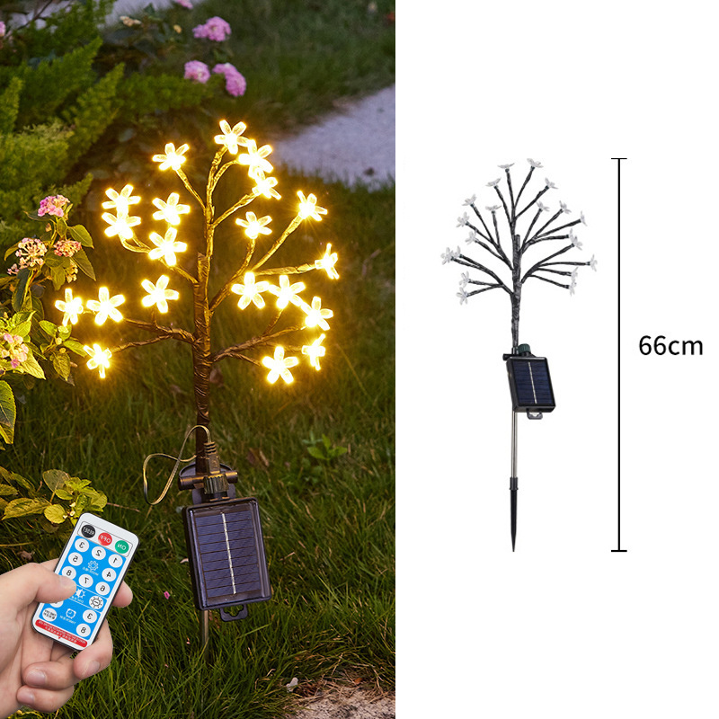 Multi-Color Changing Cherry Flower Waterproof Outdoor Led Stake Cherry Flower Light For Holiday Outdoor Garden Park Decoration