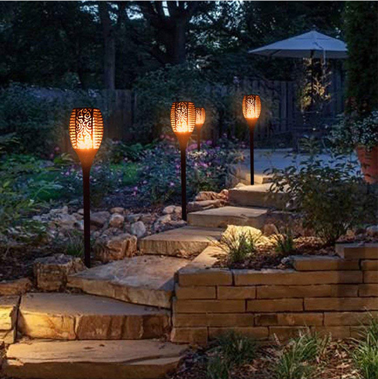 Outdoor Solar LED Light 1W 12LED Waterproof Flickering Flames Torch Lights Spotlights For Lawn Garden Patio LEDs