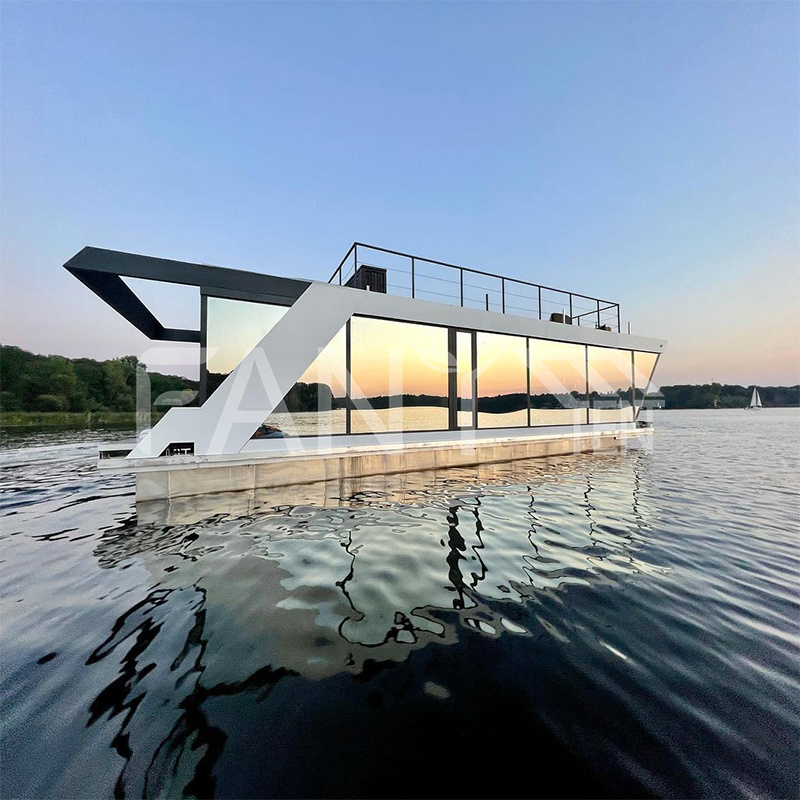 New design House boat aluminum pontoon houseboat for sale space capsule boathouse floating solar-powered electric houseboat